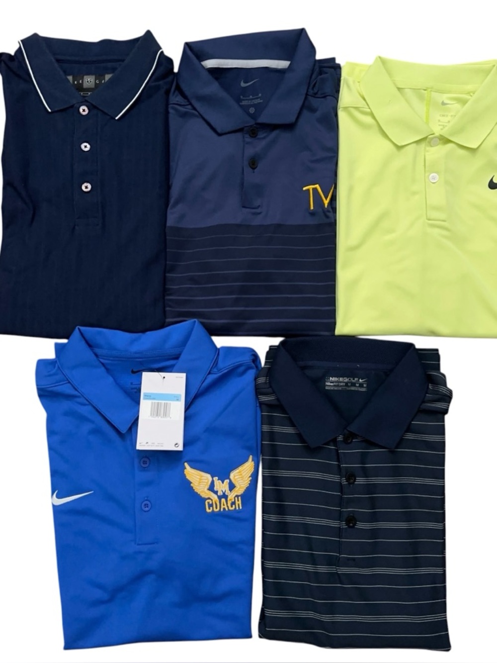 Lot of 5 Nike Golf Polo Shirt Mens Size M Short Sleeve Performance 1 New 4 Used